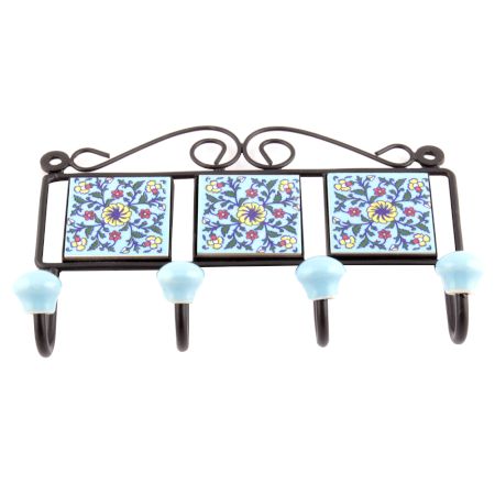 Turquoise And Yellow Wheel Flower Tiles Hoos